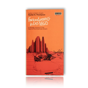 Book cover of 'Fear and Loathing in Las Vegas' with orange background and graphic design.